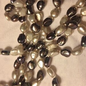 Honora Freshwater Cultured Pearl 36" Necklace 925 Silver Clasp Shades of Gray